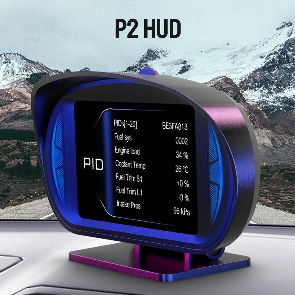 Car Head Up Display Turbo Brake Test Digital Speed Alarm Security Alarm P2 Dual System HUD Slope Tilt Meter Overspeed Alarm