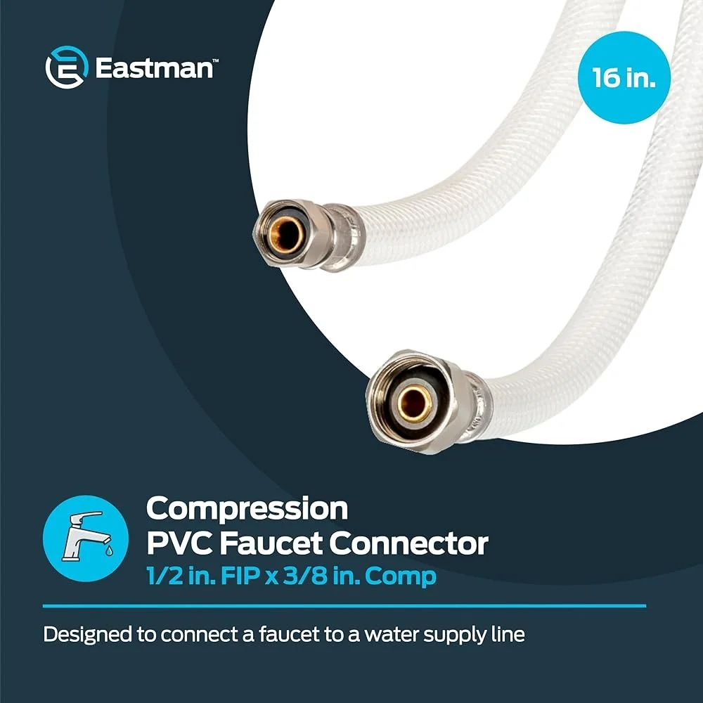 16 Polegada conector de torneira flexível linha de alimentação pvc 1/2 Polegada fala x 3/8 Polegada compressão fácil instalar mangueira reforçada durável
