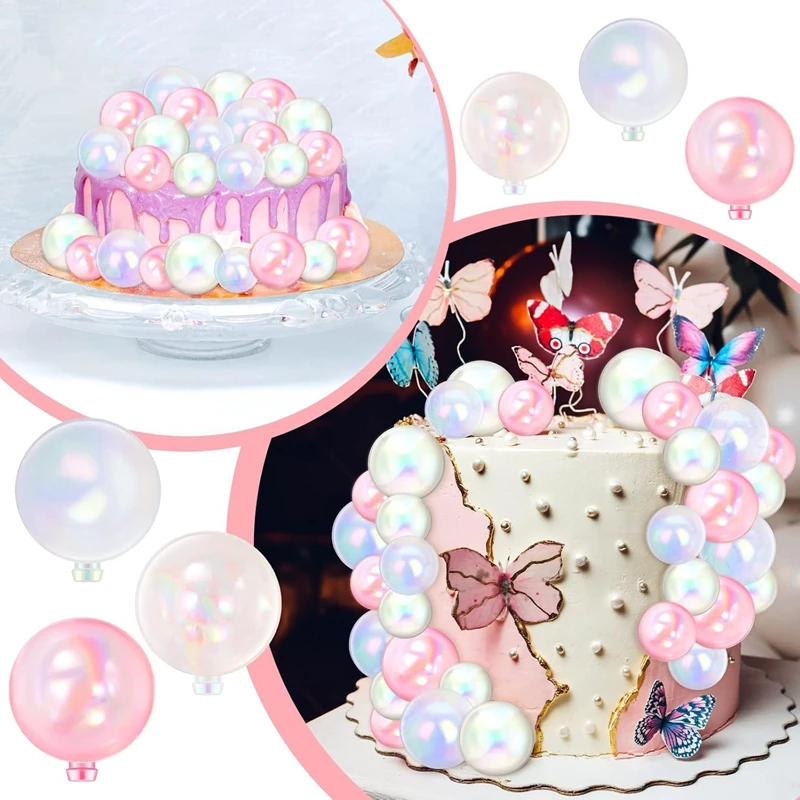 10 stks Transparante Bubble Ball Cake Topper Parel Insert Cupcake DIY Decoratie Voor Verjaardagsfeestje Huwelijksverjaardag Baby Douche