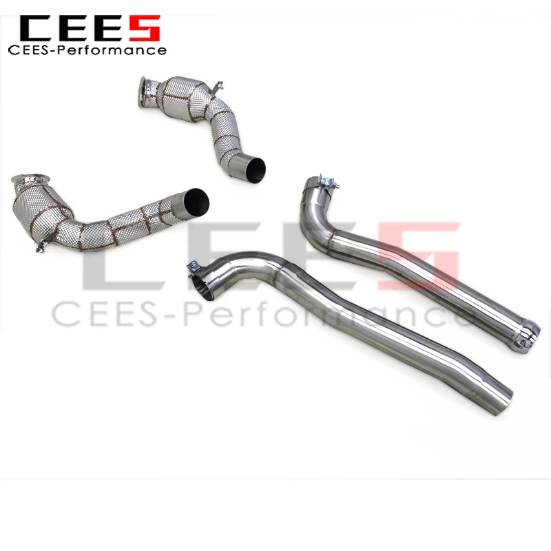 Edades Catted Header Downpipe Escape para Mercedes-Benz AMG GTS 2016+ SS304 Silenciador de tubo de escape con Escape catalizador