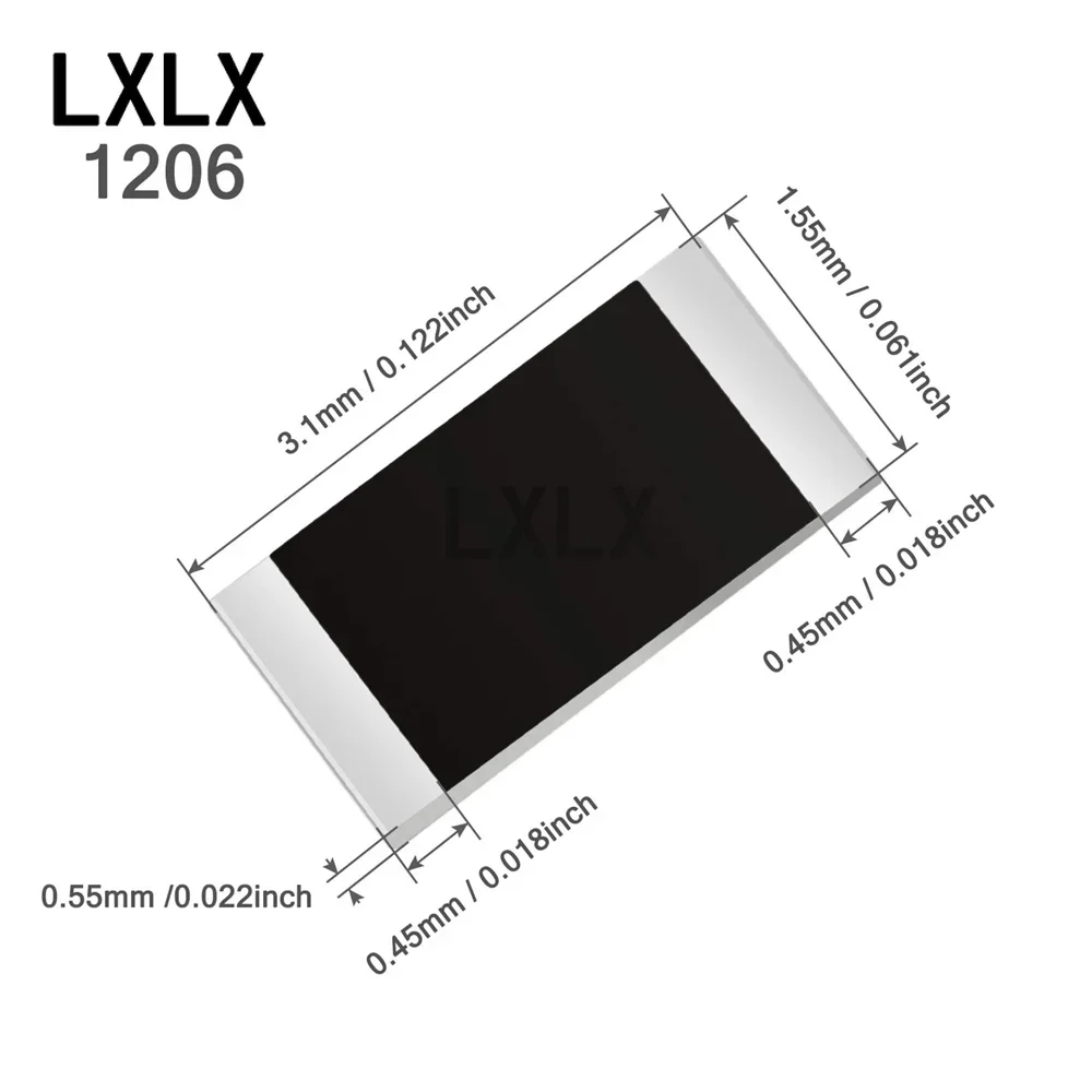 Chip de película de alta precisión 100, resistencias de 0ohm - 10M Ohm 1/4W 1206, resistencia fija 1%, 0,01, 0,22, 4R7, 100, 220, 1K, 10K, 330 K,