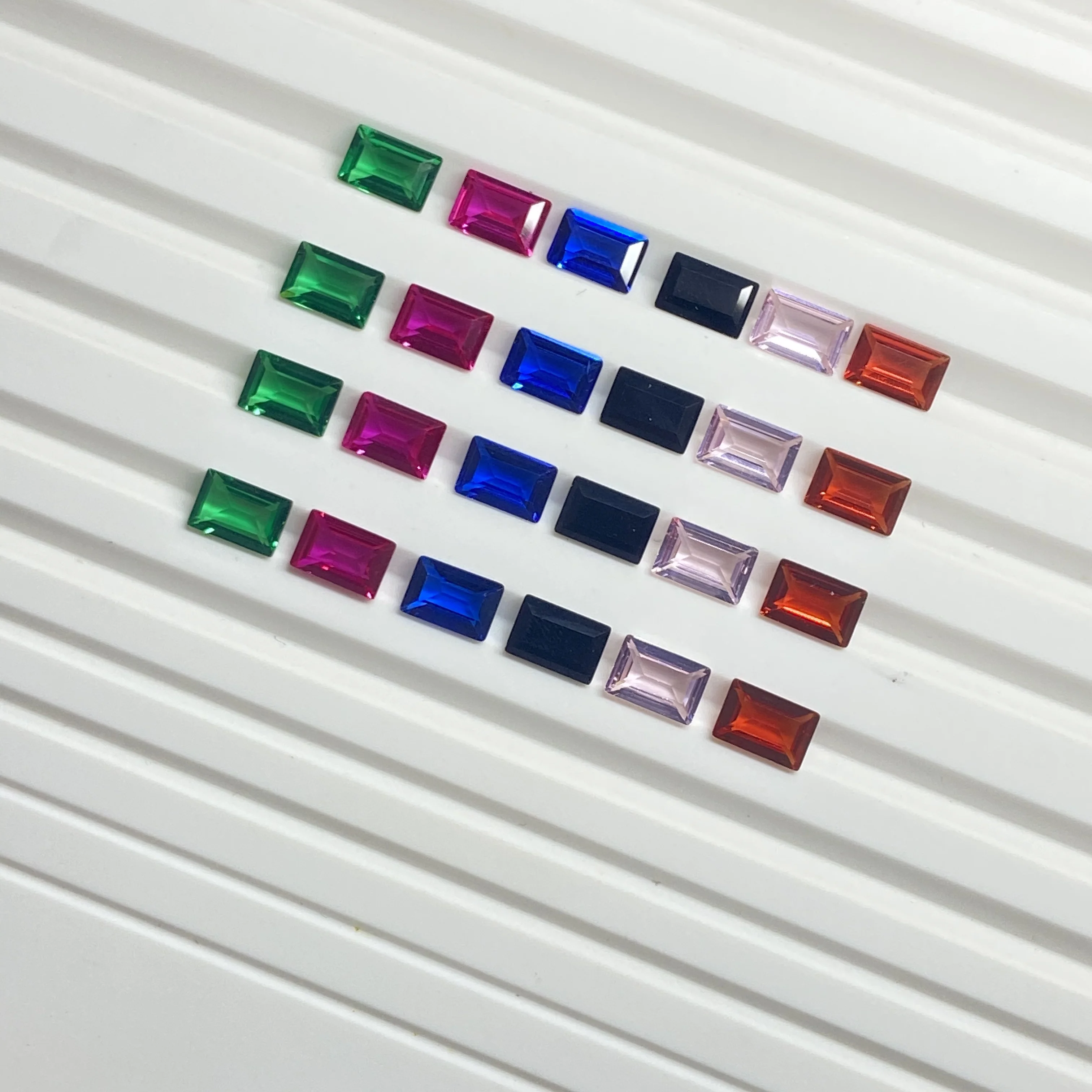 

4x6 мм багетная огранка корунд лабораторный красный синий черный зеленый розовый Радужный сапфир прямоугольный корундовый камень