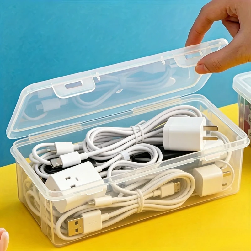 2pcs Set Large Capacity Transparent Storage Box, Portable Tension Organizer for Small Tools - Pencil Oil Pastels Crayons Case