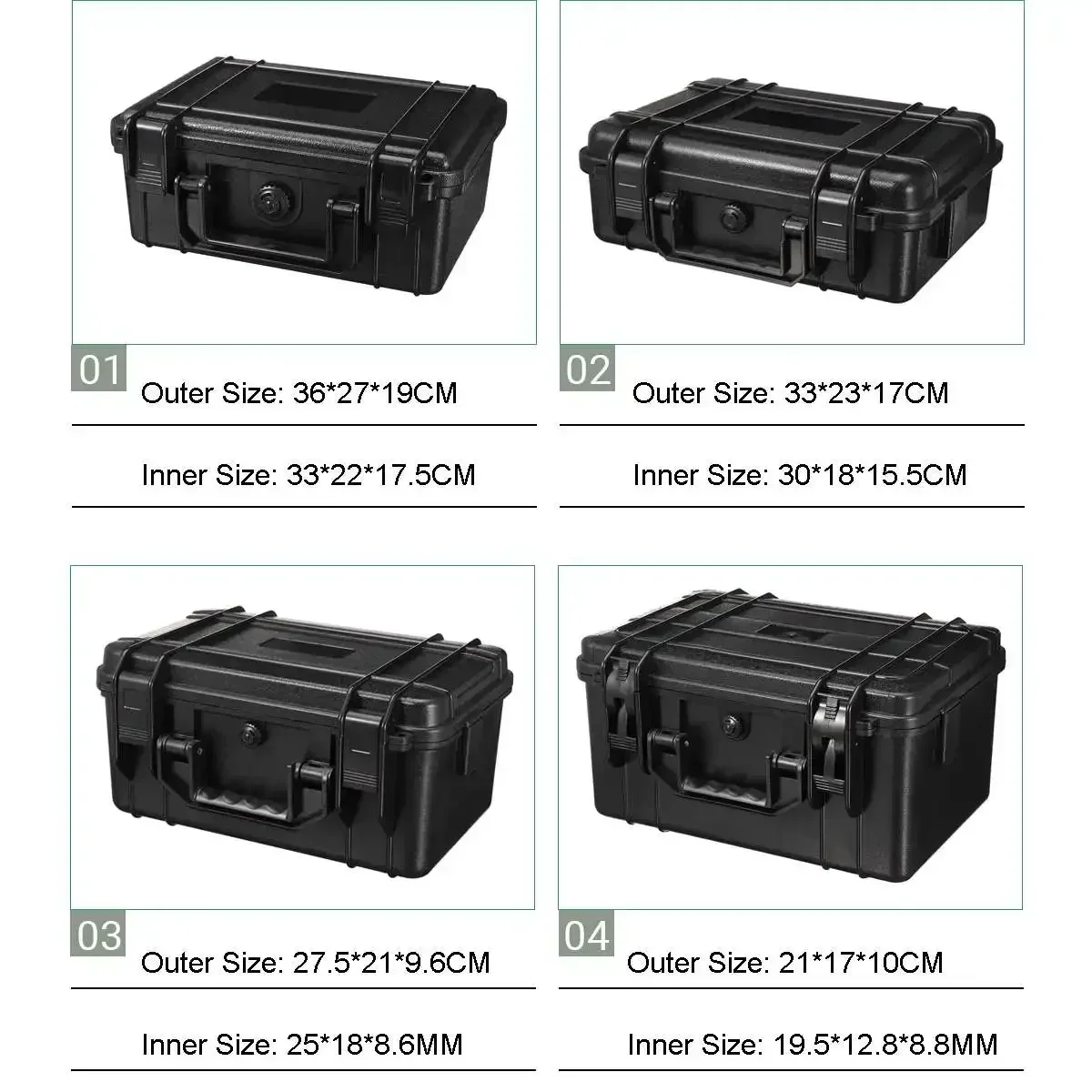 Estuche de seguridad de herramientas, caja de herramientas de plástico para exteriores con doble cerradura, equipo de seguridad sellado de ABS de plástico