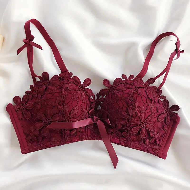 Seamless Sexy Lingerie for Women Push Up Bra Elegant Embroidery Floral Bralette Brasieres Para Mujer Sujetadores Lenceria