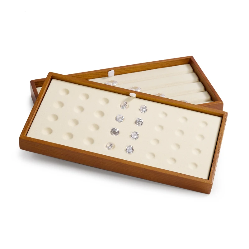 Oirlv Wooden Jewelry Display Set Solid Wood Gems Display Tray Necklace Bust Ring Display Stand Wooden Jewelry Displays Flat Tray