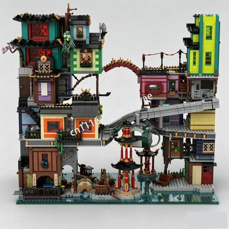 10643PCS Urban Street View Apartment Building MOC Model Custom Puzzle DIY Assembly Educational Toy Gift Display Building Blocks