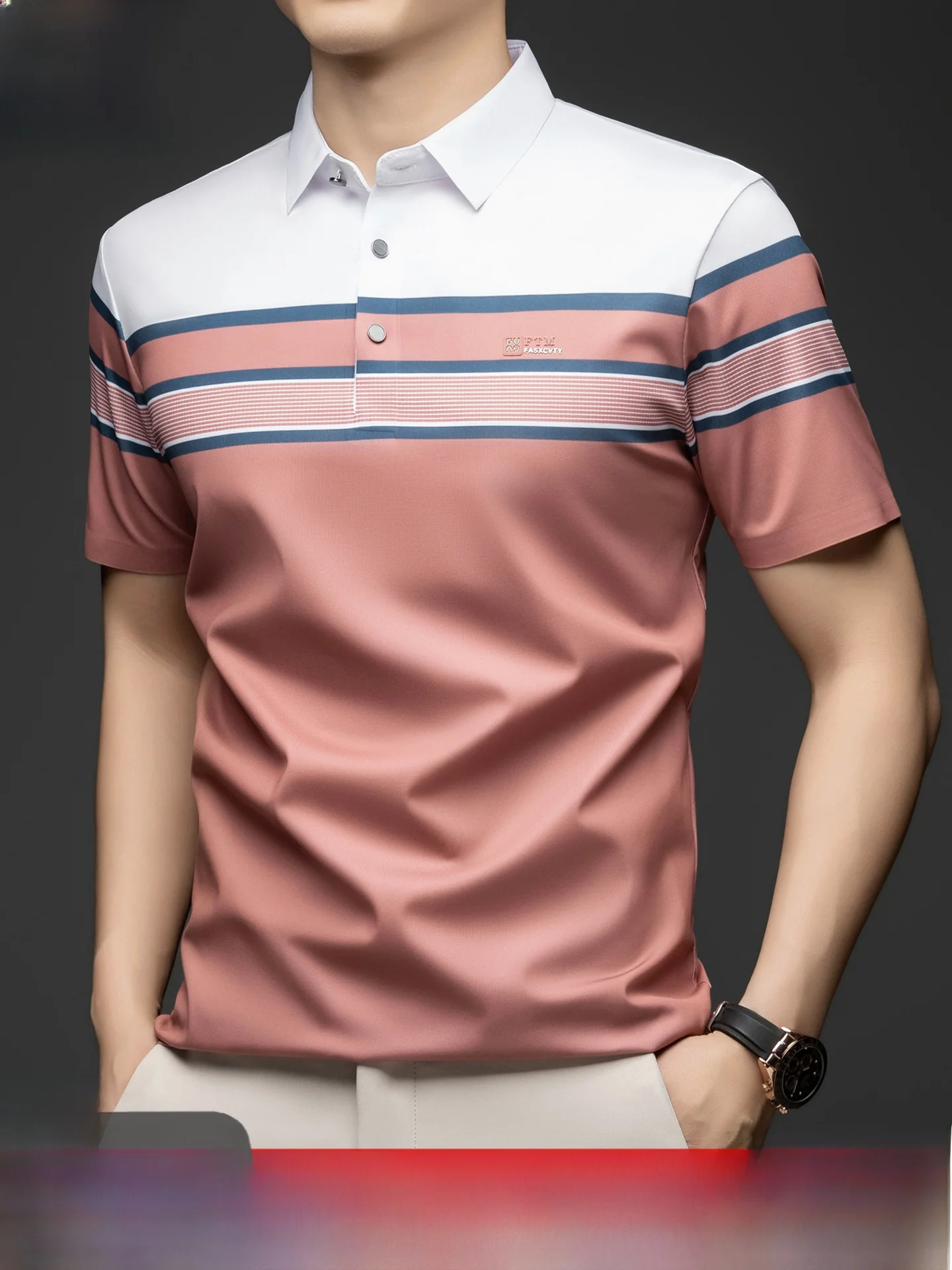 

Шелковая футболка Pierre Cardin для мужчин, летняя повседневная футболка с откидным воротником, дышащая, влагоотводящая верхняя одежда