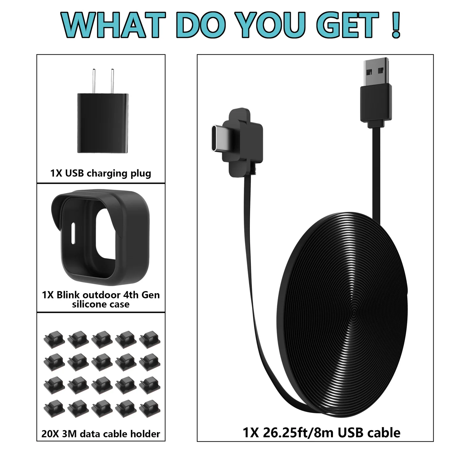 ABZW caméra câble de charge étendu surveillance housse de protection pour Blink extérieur 4 prise américaine Durable