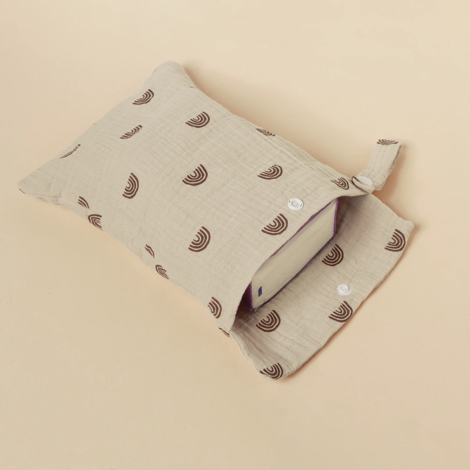 100%Cotton Multi Functional Foldable Single Pocket Baby Outdoor Diaper Storage Bag Baby Bottle Stroller Hanging Bag image 5