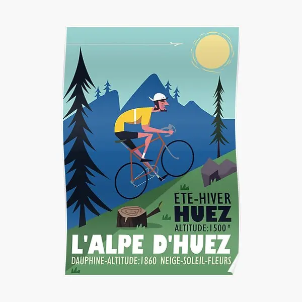 L Alpe D Huez Cyclist Poster  Poster Art Decor Decoration Funny Modern Wall Room Vintage Home Picture Mural Print No Frame