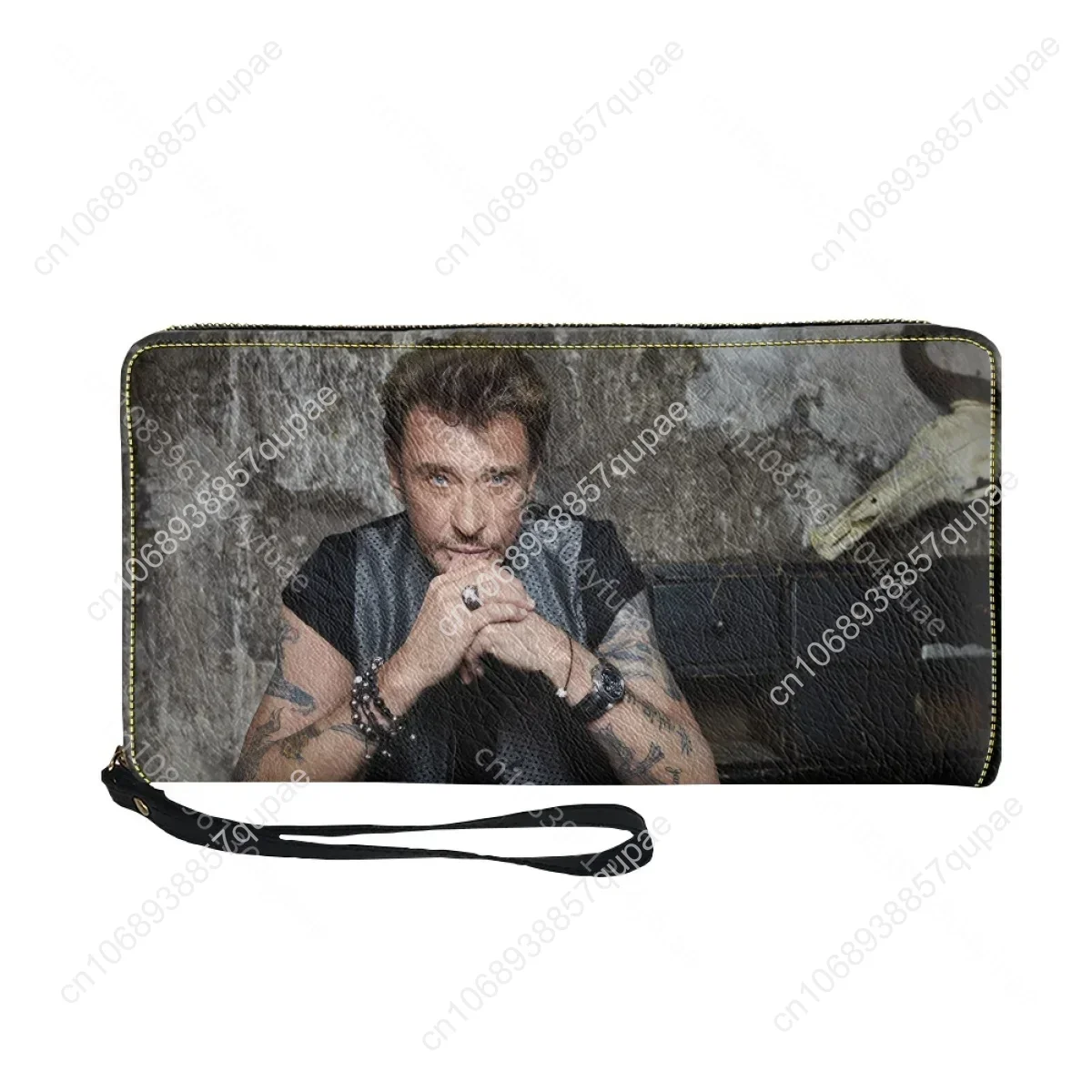 Johnny Halyday Print Custom Fan Gifts Luxury PU Leather Long Zipper Wallets Travel Coin Purses for Women Men Fashion Card Holder