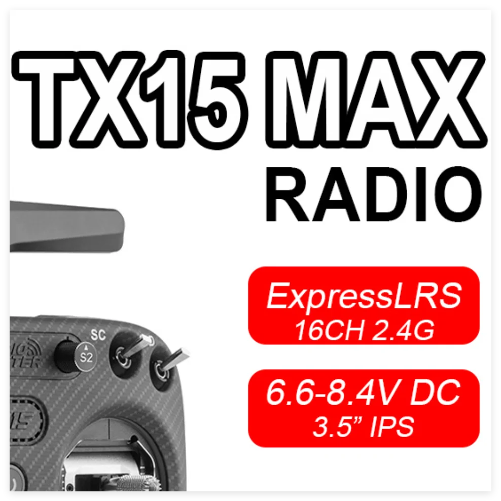 

Радиоконтроллер RadioMaster TX15 MAX, 16-канальный передатчик, 3,5-дюймовый IPS ELRS, 2,4G, 6,6-8,4 В, AG02, разрешение 480 × 320, поддержка ExpressLRS
