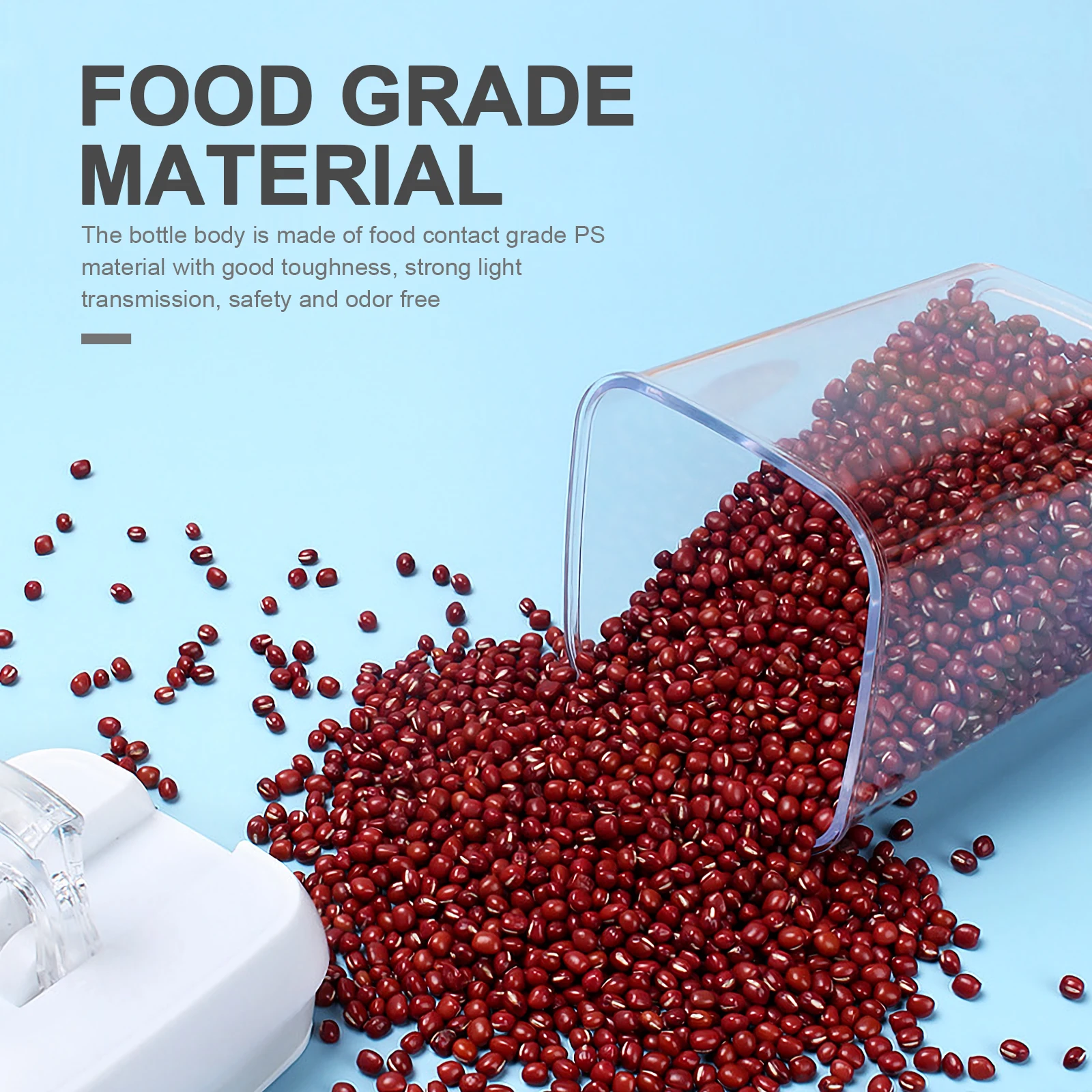 

5pcs Food Grade Storage Jars Transparent Sealed Canisters Healthy Strong Dry Food Eco Friendly Household Storage