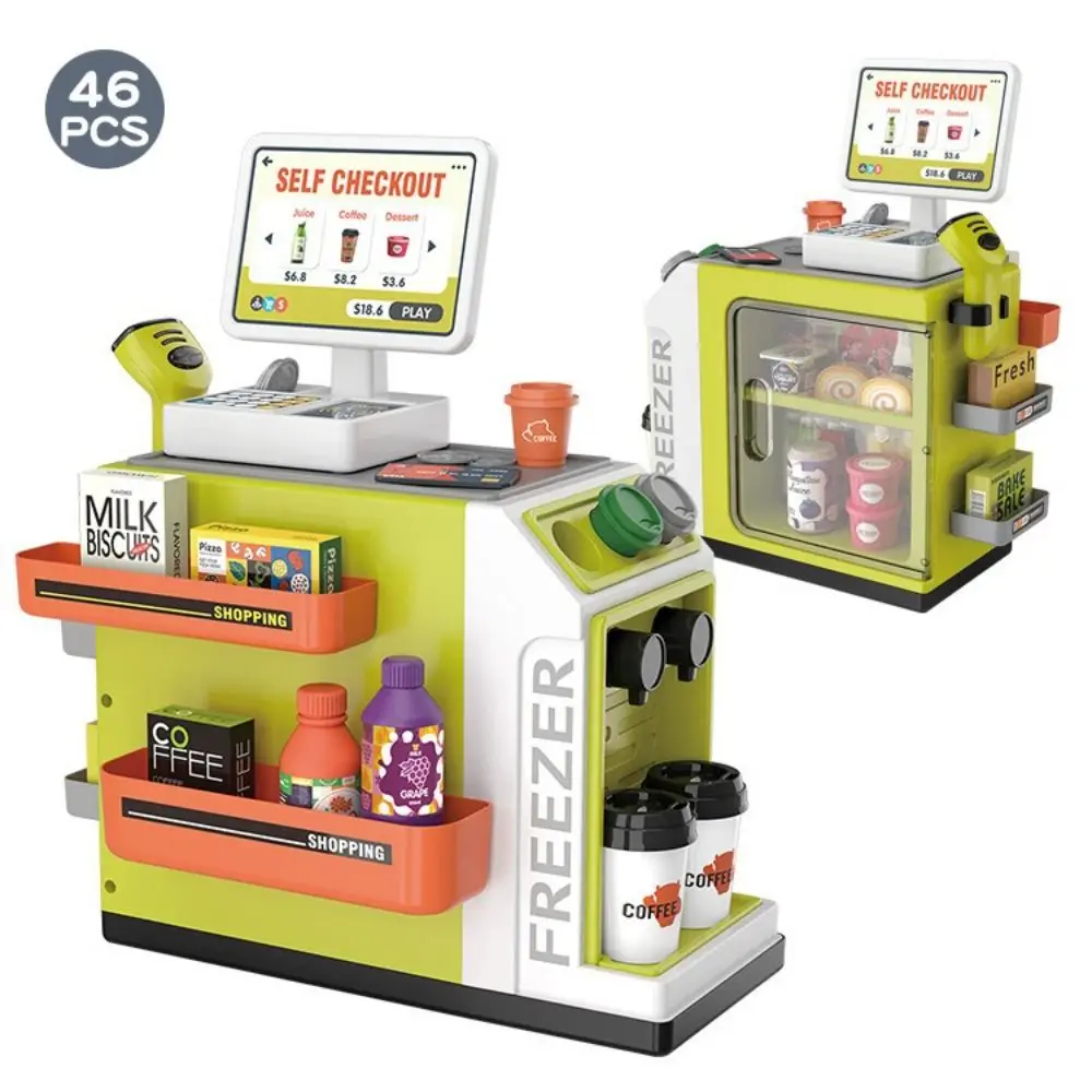 Vending Counter Role Play Cash Register Toy Educational Play House Simulation Coffee Machine Calculator Miniature Food 's Play