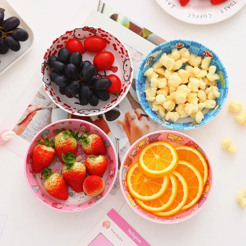 Hello Kitty Snack Fruit Plate Melamine Anti-fall Imitation Porcelain Round Plate Resin Tableware Shallow Plate Cartoon Cute Girl