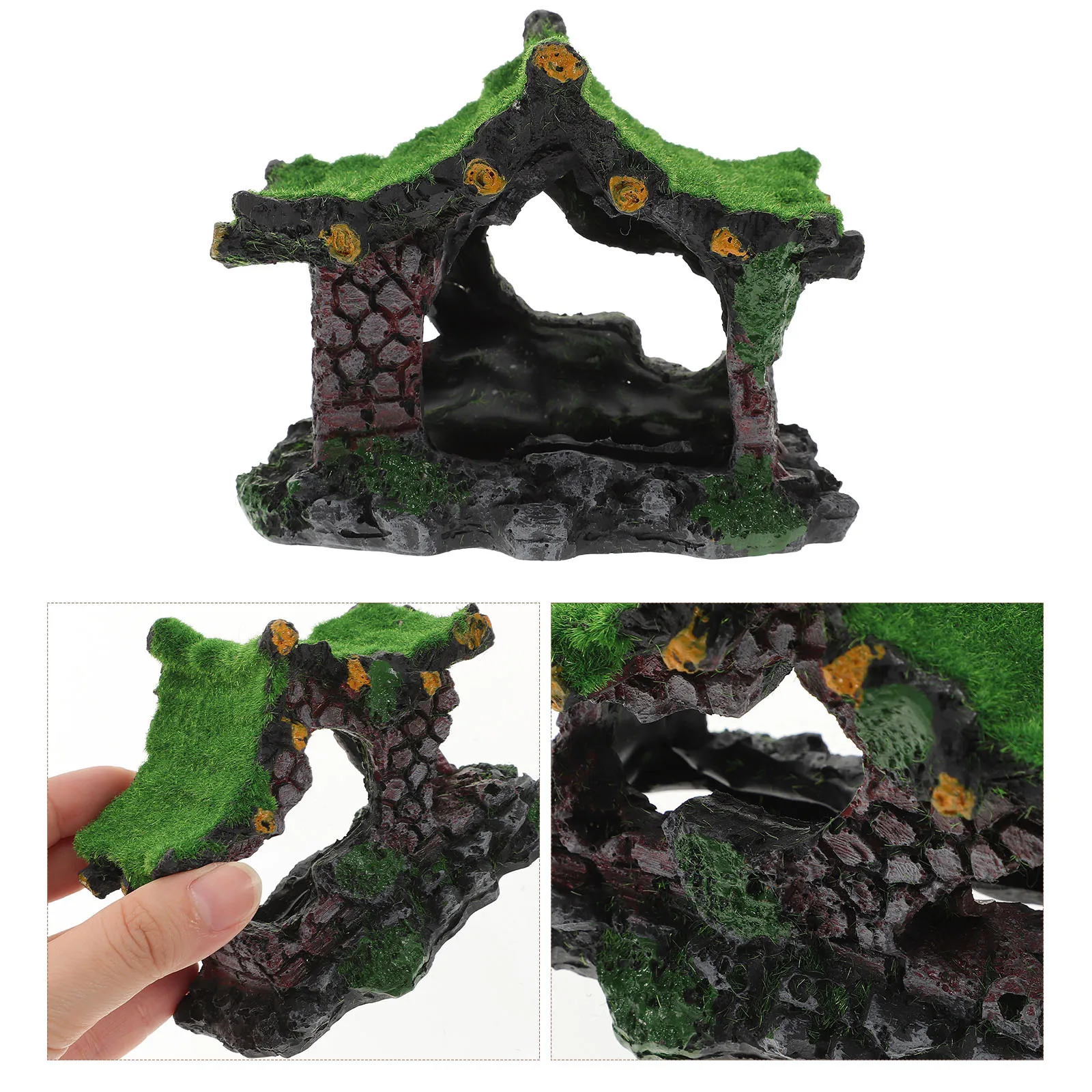 

Resin Aquarium Cave Fish Tank Decor Small For Aquatic Pets Safe Shelter Desktop Fish Hideout Compact Aquarium Decors