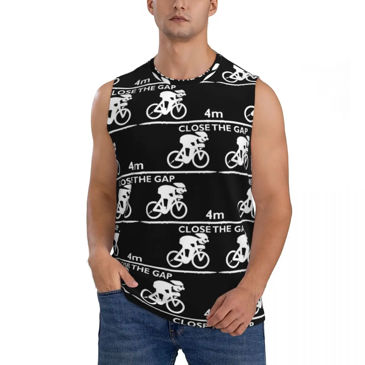 Zwift Close The Gap Men Sleeveless Tank Tops Quick Dry Breathable Gym Fitness Running Summer Casual Sport Vest