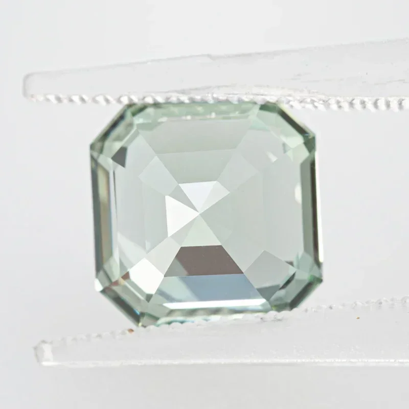 Top Lab Grown Sapphire Square Asscher ตัดสีเขียว VVS1 Charms DIY สําหรับเครื่องประดับทําวัสดุเลือก AGL ใบรับรอง