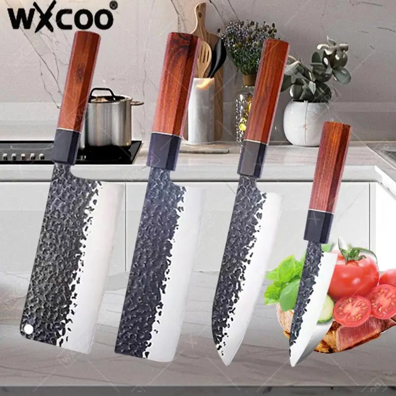 WXCOO Professionelle Küchenmesser, japanisches Ausbeinmesser, handgeschmiedetes, scharfes Kochmesser aus Edelstahl, Küchenzubehör