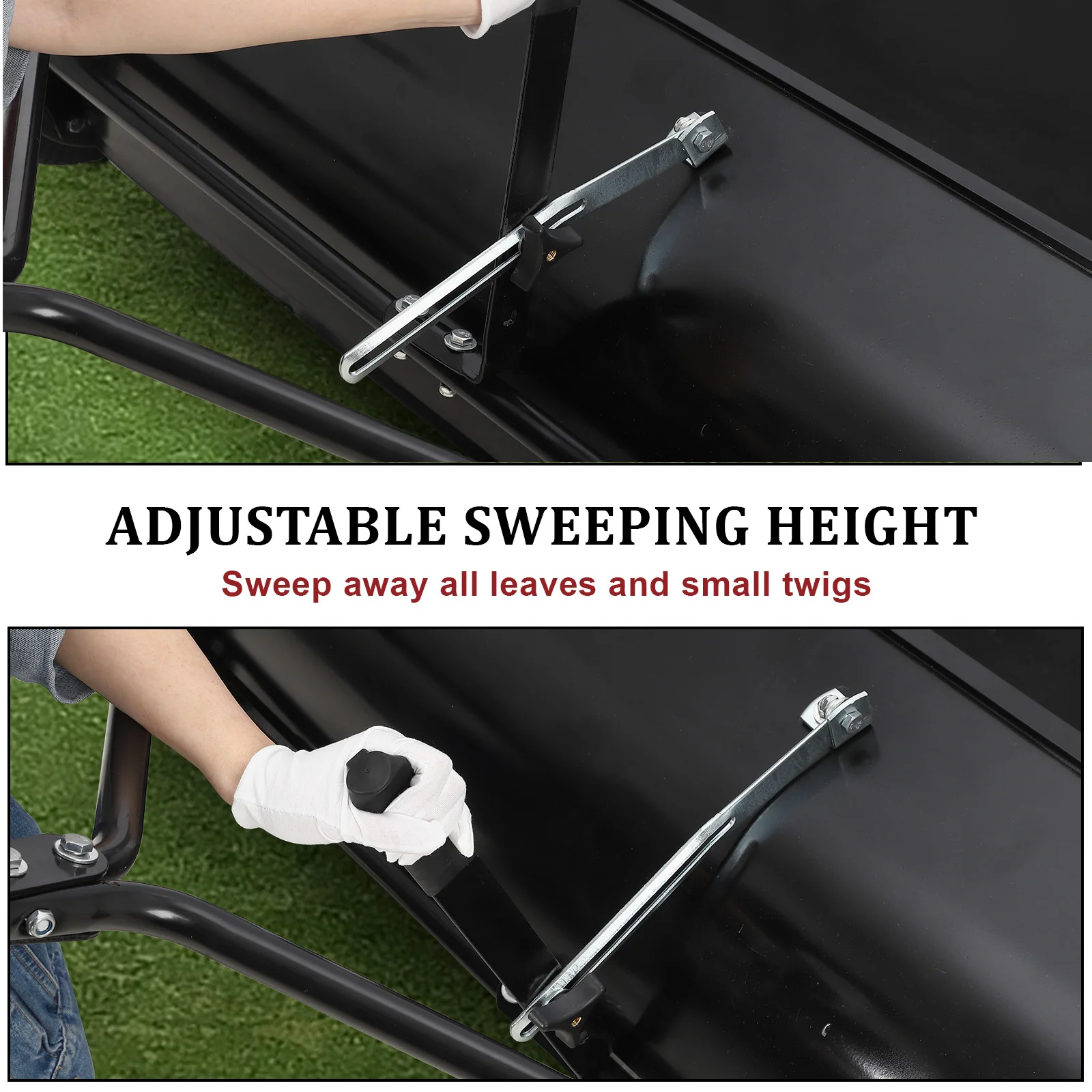 Tow Behind Lawn Sweeper 42 Inch, Large Capacity Heavy Duty Leaf Collector with Adjustable Sweeping Height, Dumping Rope Design