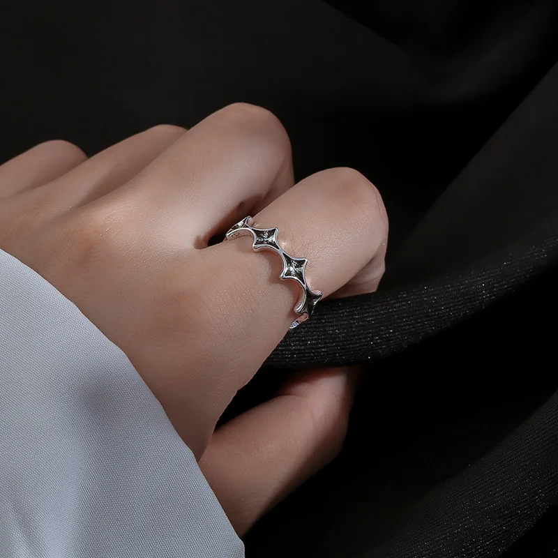 PANJBJ 925 Sterling Silve Star Ring per le donne ragazza Retro Simplicity Design Versatile gioielli regalo per feste Dropshipping