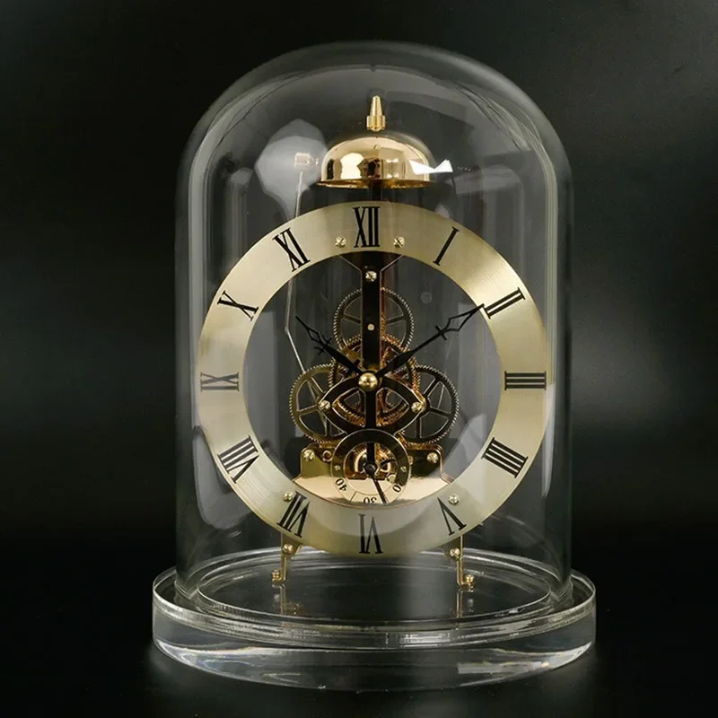 

Transparent Table Clock Quartz Mechanical Retro Clocks Movement Metal Table Watch Desk Clock Silent Bedroom Living Room Decor