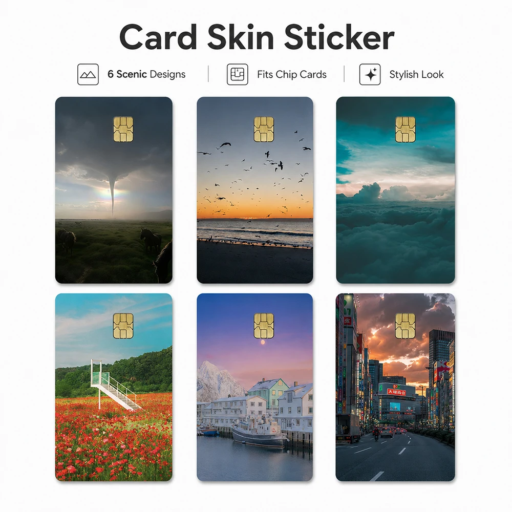 Scenic Card Sticker For Chip Cards Creative Nature Landscape Design Skin Cover Decorative Decal Bank Card Travel  Personalized