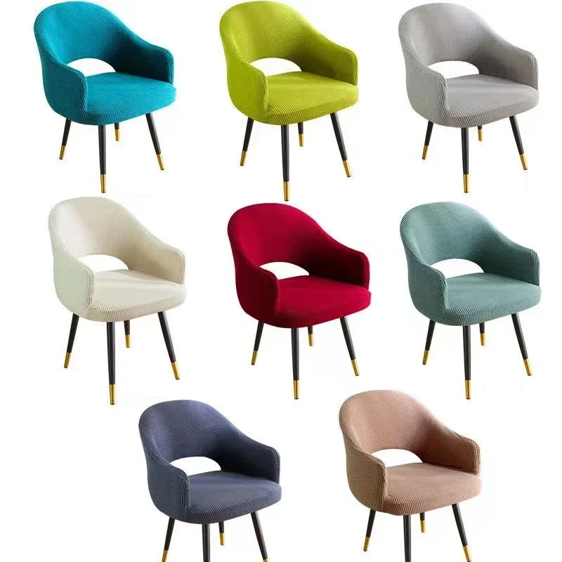 غطاء كرسي من الصوف القطبي قابل للتمدد وقابل للغسل وقابل للإزالة ومقعد خلفي بقوس خط عالمي للمنزل والمكتب وغطاء كرسي الطعام