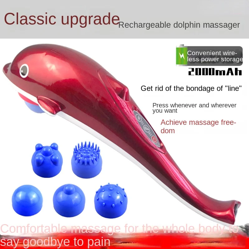 Rechargeable Dolphin Massager Electric Multifunctional Massage Stick for Shoulder, Cervical, Lumbar, Back, and Legs