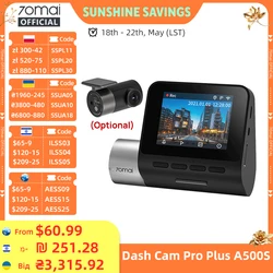 70mai-Dash Cam pro plus,1944p,adas,gps,フロント,140fv,車,DVR, 24時間駐車場,リアインテリアカメラ,a500s