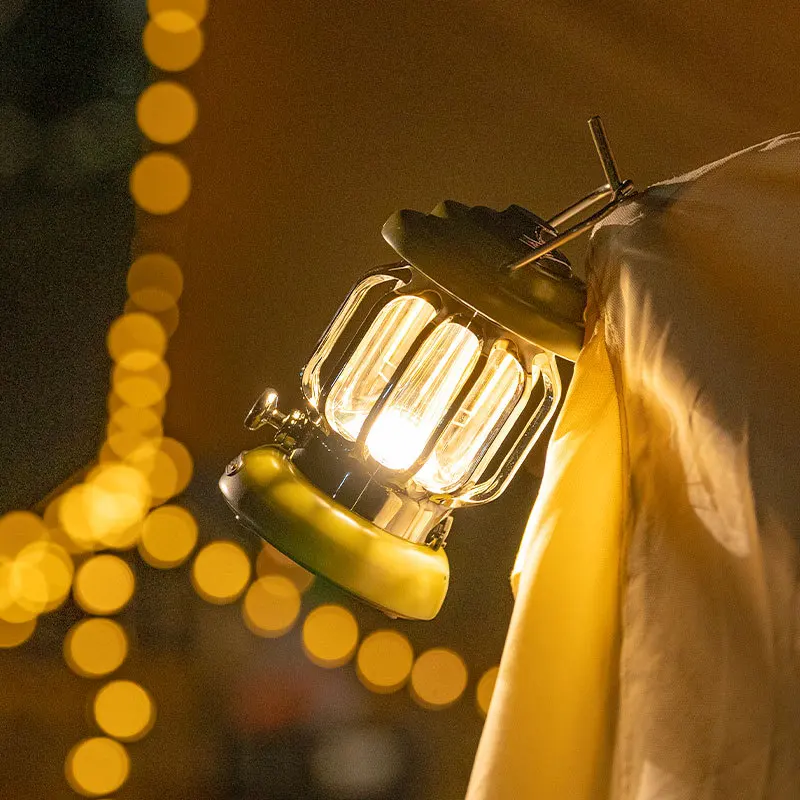 Luz de acampamento ao ar livre com alcance extra longo Luz pendurada portátil Luz de barraca Atmosfera retro