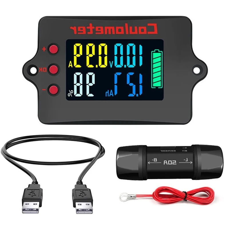 [NEWA64Z!】 Battery For RV Coulomb Meter 0-100V Voltage And 50A Current Monitoring Color Display