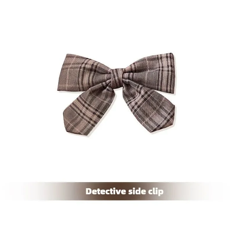 MAGOGO Original Autumn Vintage Lolita Plaid Cloak Women Little Detective SK Matching Small Items Bow Edge Clip Hair Accessories