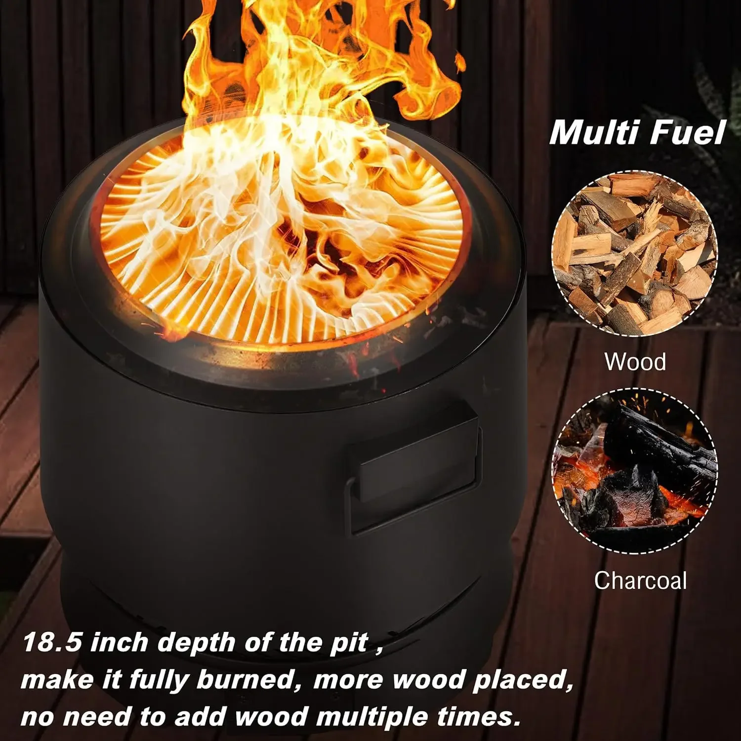 21'' Smokeless Fire Pit Portable Bonfire Stove Wood Burning Portable Fire Pit Removable Ash Tray Poker With Carry Bag