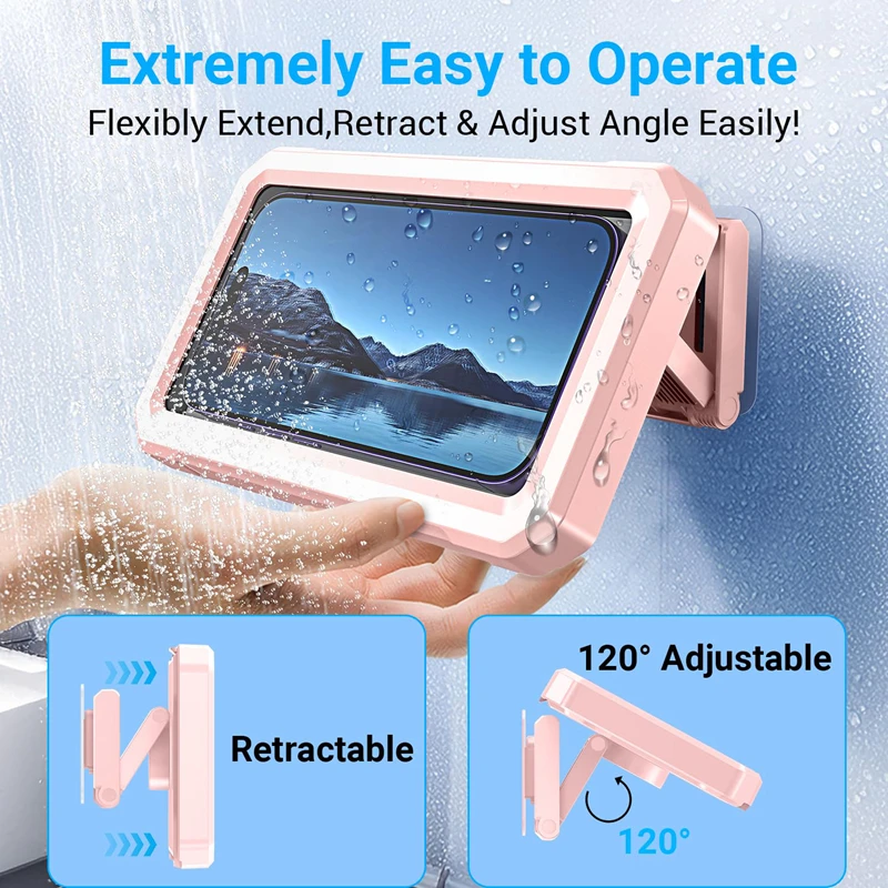 

Shower Phone Holder Waterproof 480° Rotatable Retractable Adjustable Shower Phone Case Wall Phone Mount Stand Anti Fog Case