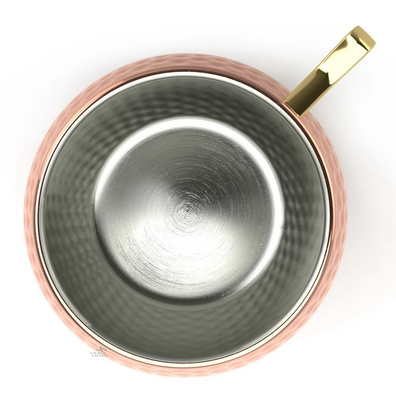 8pcs Hammered Moscow Mule Copper Mugs Set - Stainless Steel Metal Beer Wine Coffee Cup for Serving Cocktails Cup Tazas Drinkware