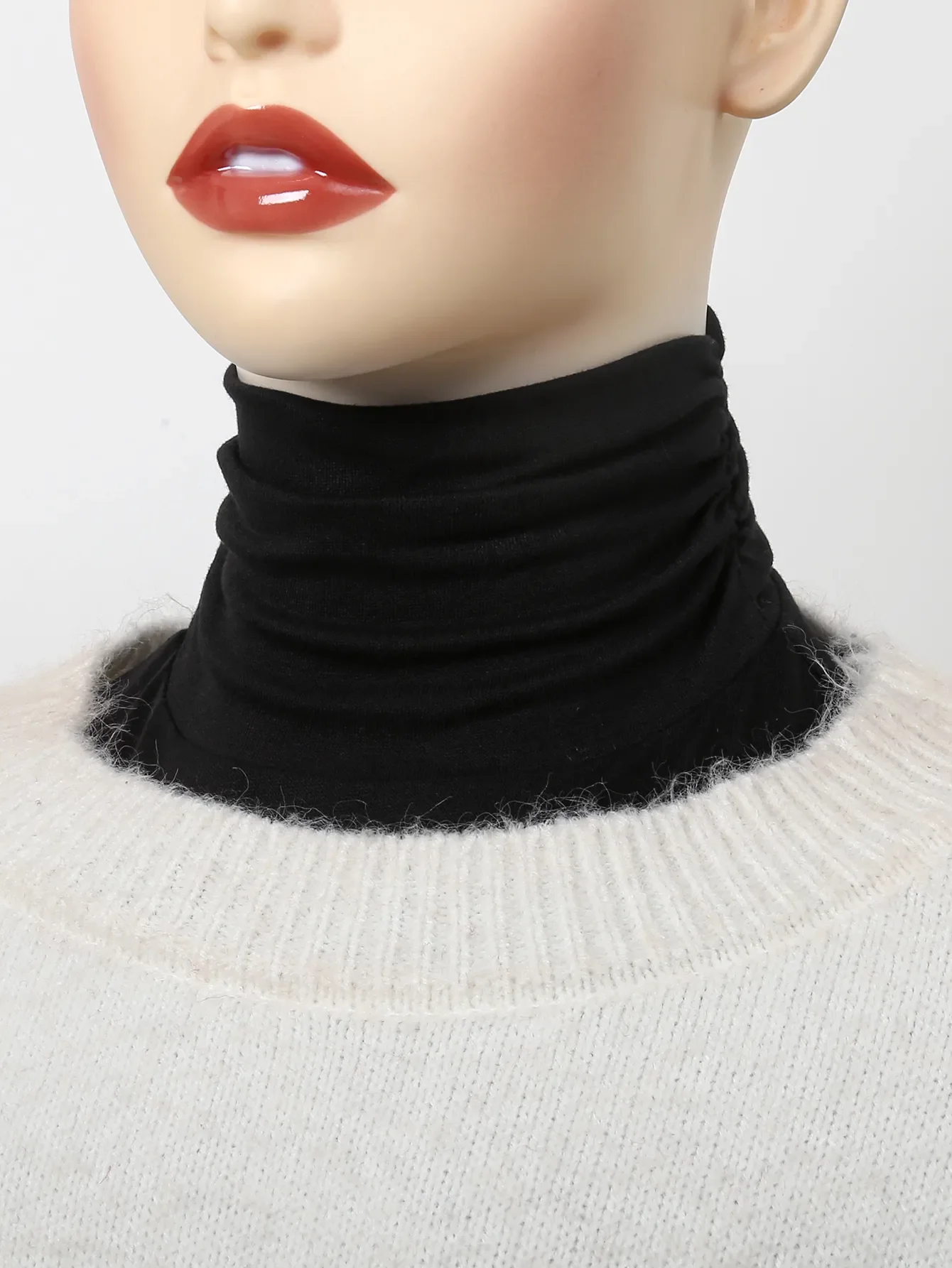 Women Turtleneck Fake Collar Solid Color Mock False Collar Turtleneck High Neck Cover Detachable Neck Collars Elastic Loop Scarf