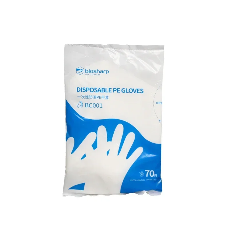 قفازات يمكن التخلص منها Biosharp قفازات PE غير قابلة للانزلاق سميكة شفافة BC001 70 قطعة/الحزمة BC011 50 قطعة/الحزمة قفازات المختبرات