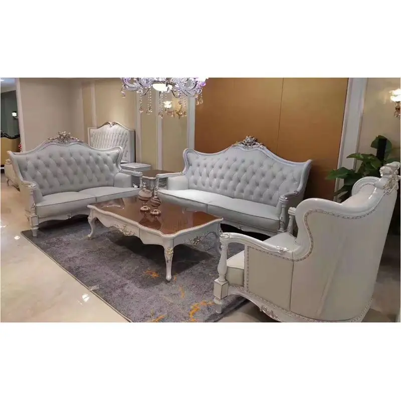 For Furniture Luxury French Romantic Style Couch Top Quality Living Room Leather Furniture Sofa