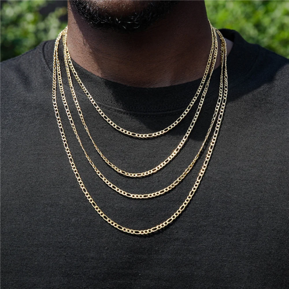 3MM Dünne Figaro-Kettenhalskette Vintage Herren Goldfarben Edelstahl Halskette Mode Damen Party Schmuck Trend Accessoires – Detail 3