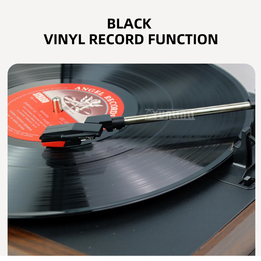 All in One Bluetooth-In/Out compatible Turntable Vinyl LP Record Player Vintage CD&Cassette FM/AM Radio USB REC