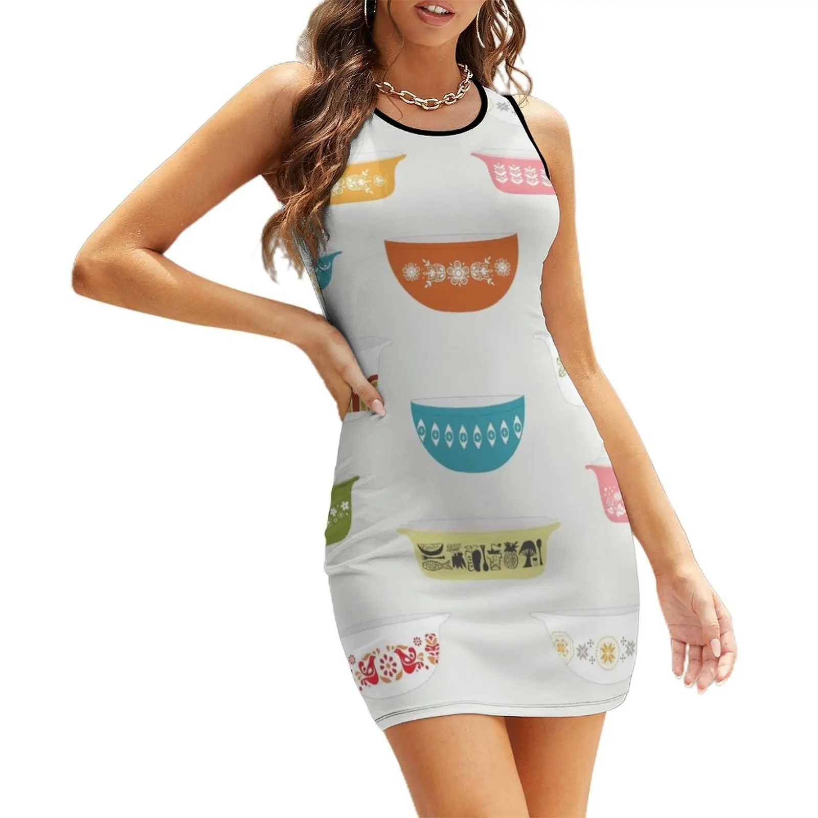 

Vintage Pyrex Sleeveless Sundress beach outfits for women elegant guest wedding dress Woman fashion