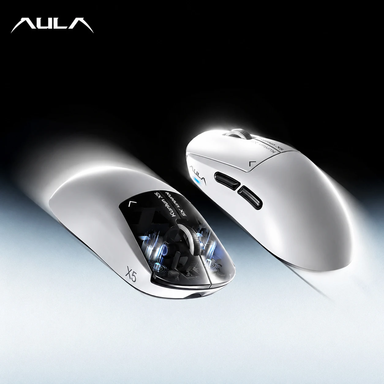 AULA Kunlun X5 Mouse Electromagnetic Micro PAW3955 Mouse Wireless Three-mode E- sports Gaming Desktop Laptop Tile Mice