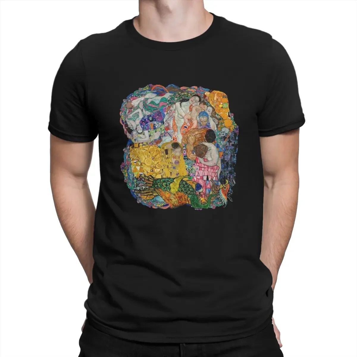 The Klimt Collage T-Shirts for Men Gustav Klimt Fun Cotton Tee Shirt Crewneck Short Sleeve T Summer Tops Male fashion Hot Sale