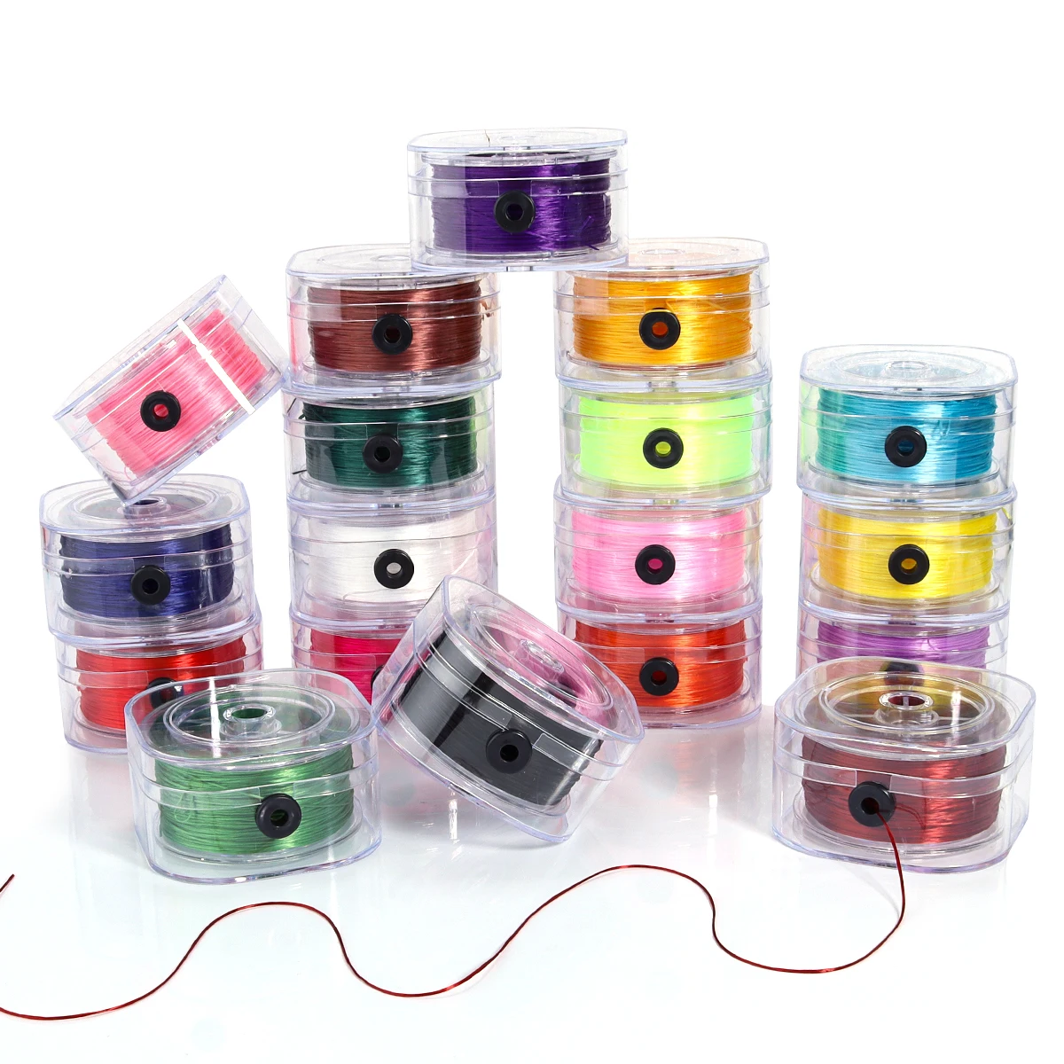 1Roll Elastic Beaded Rope Square Transparent Box Colorful Beaded Cord Elastic Wire for Bracelet Necklace Jewelry Accessories