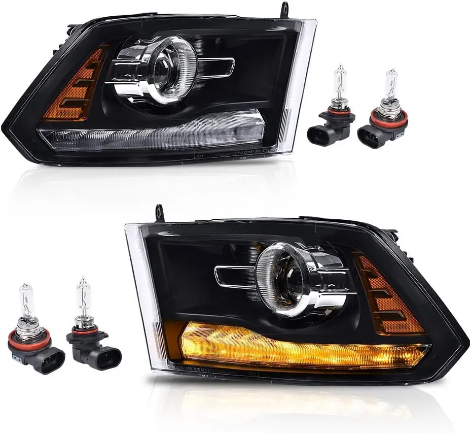 

Headlights Compatible with Dodge Ram 2013-2018 1500 2500 3500 Projector Headlamps Left Diver & Right Passenger Side 1 Pair Clear