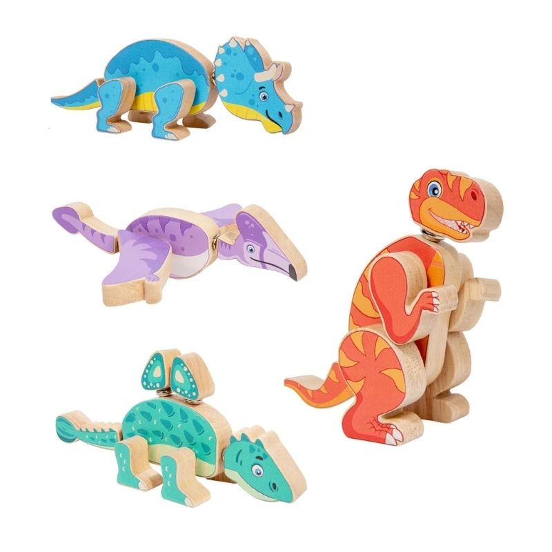 

Y4QA Wooden Dinosaur Toy Fine Motor Skill Development Educational STEM Kids Gift