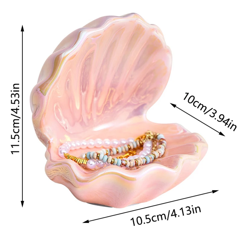 Ceramic Ceramic Jewelry Storage Box Shell Shape Necklace Pendant Tray Mini Jewelry Organizer For Party Valentines Day Home Decor