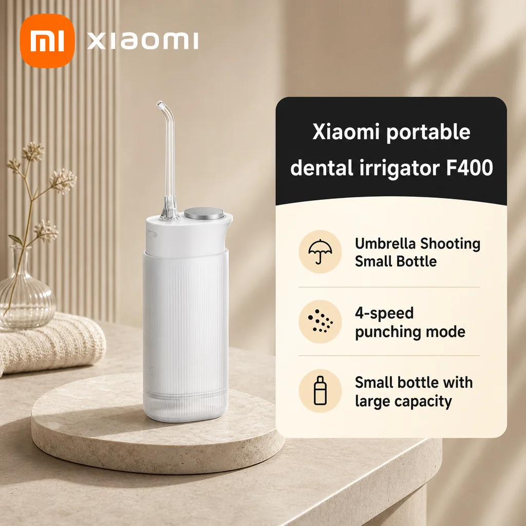 XIAOMI Oral Irrigator F400 Portable Dental Irrigator 4 Teeth Mode 1700 Time/m Water Spray Retractable Irrigator Flosser Pick Jet